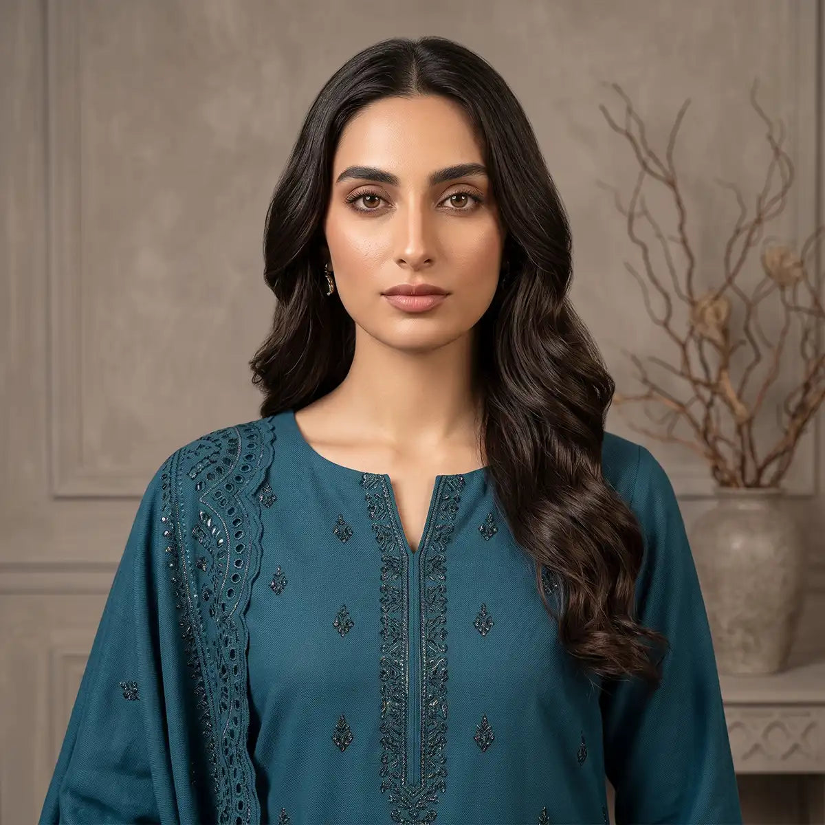 Wajiha By Bareeze Embroidery – Unstitched 3 Piece Suit – Atoll