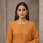 Wajiha By Bareeze Embroidery – Unstitched 3 Piece Suit – Antique Brass