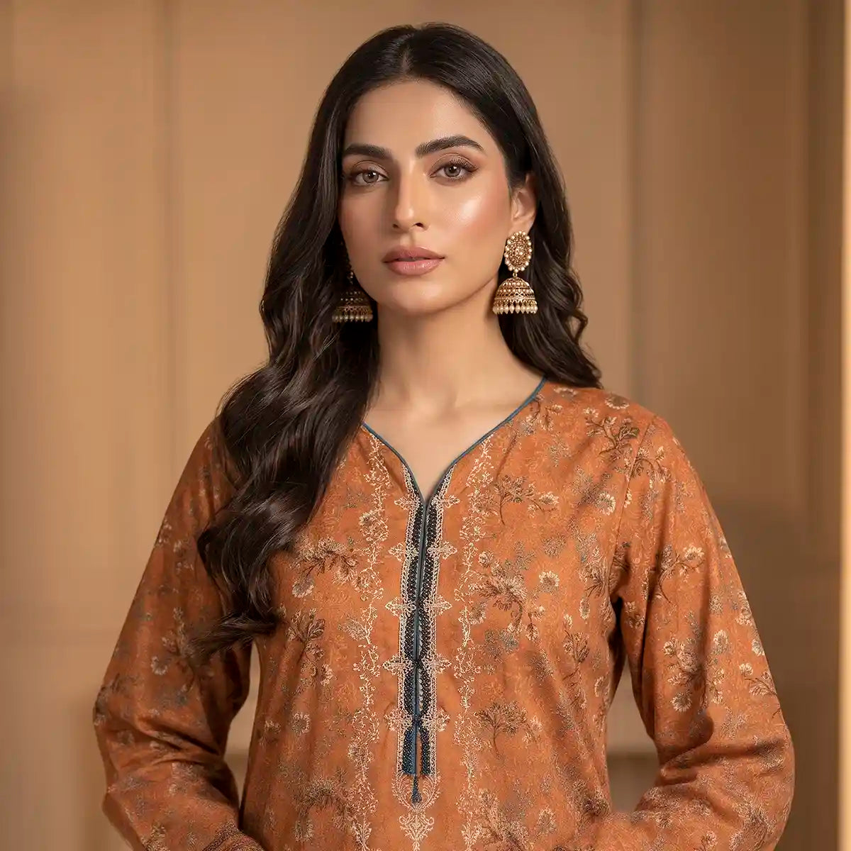Sana Safinaz 2-Piece Stitched Khaddar Suit (Rust)