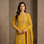 Afsha By Bareeze Fashion Embroidery – Unstitched 3 Piece Suit (Dark Yellow)