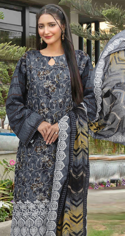 Usman Kashif – Ruby – Schiffli Lawn 3 Piece Unstitched Suit