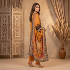 Orchid by KBC Fashion – Printed Khaddar 3 Piece Unstitched Suit – [Burnt Orange]
