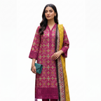 Keyseria by Jaffrani Textile Chapter-5 3PC Unstitched Printed Lawn Suit (Red & Yellow)