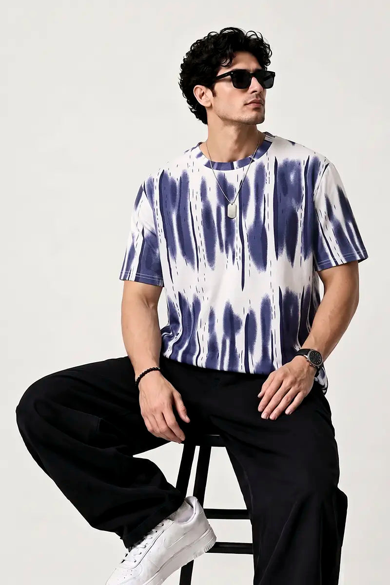 Men’s Dri-Fit Printed Round Neck T-Shirt - Blue
