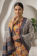 Beechtree - 2piece Stitched suit (Shirt & Dupatta) (Beige)