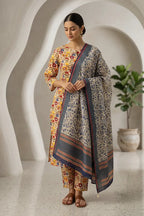 Beechtree - 2piece Stitched suit (Shirt & Dupatta) (Beige)