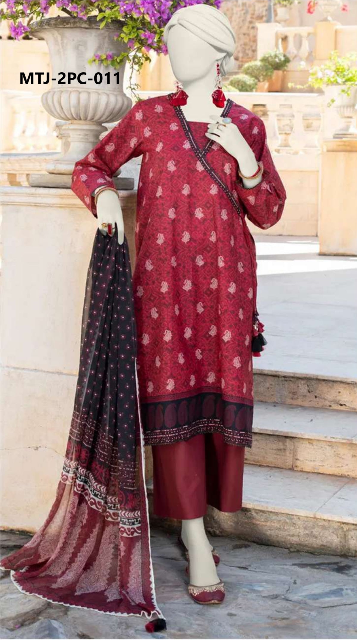 MTJ - Unstitched 2Piece Lawn Shirt Dupatta