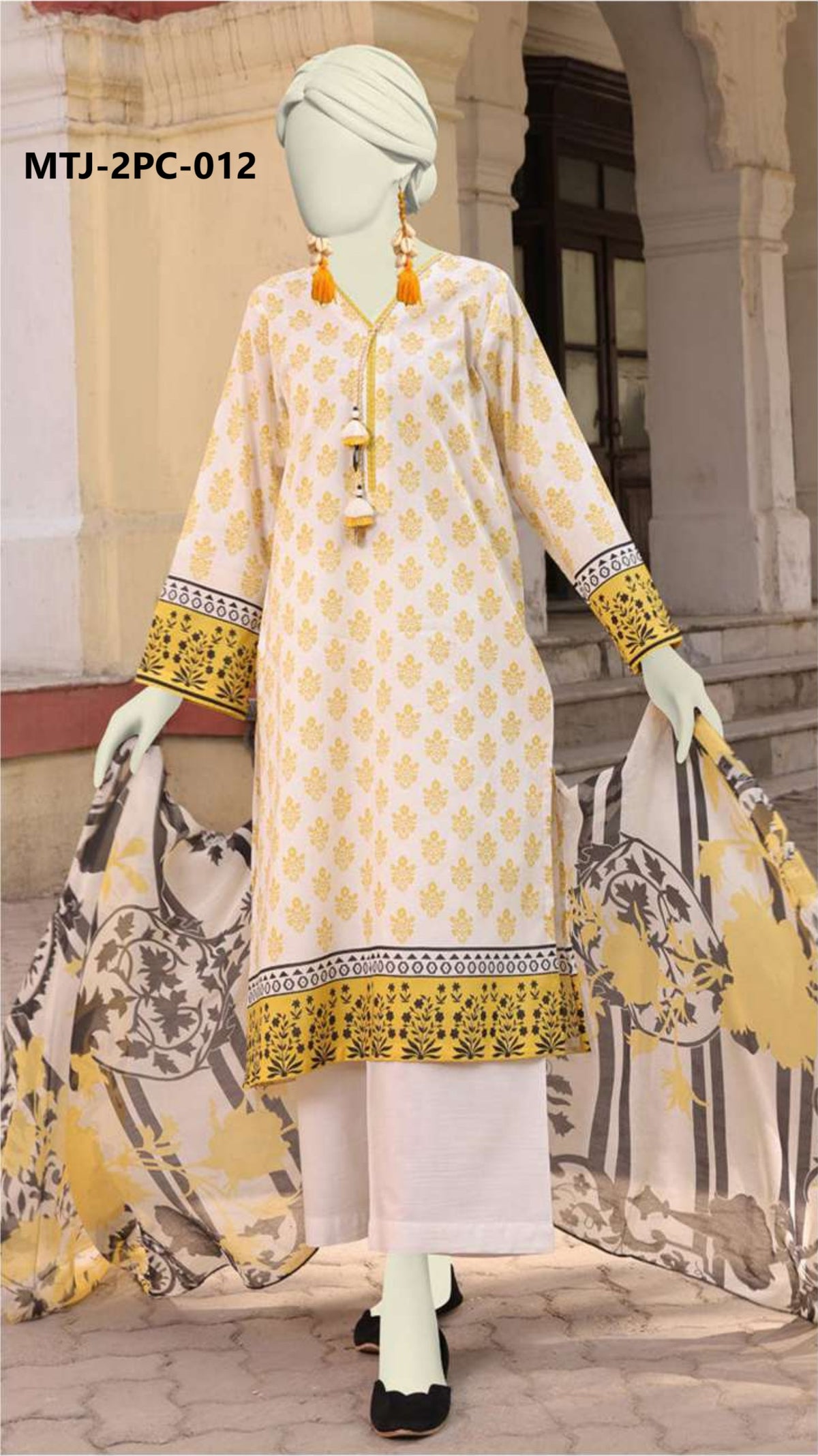 MTJ - Unstitched 2Piece Lawn Shirt Dupatta
