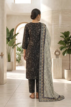 Beechtree - 2piece Stitched suit (Shirt & Dupatta) (Charcoal)