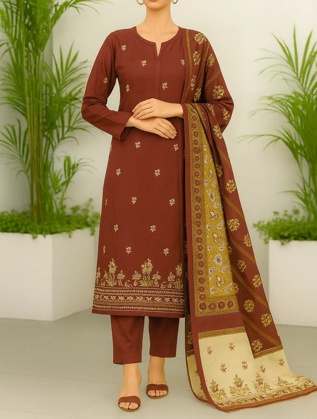 Mix Brand Embroidery Unstitched 3-Piece Suit