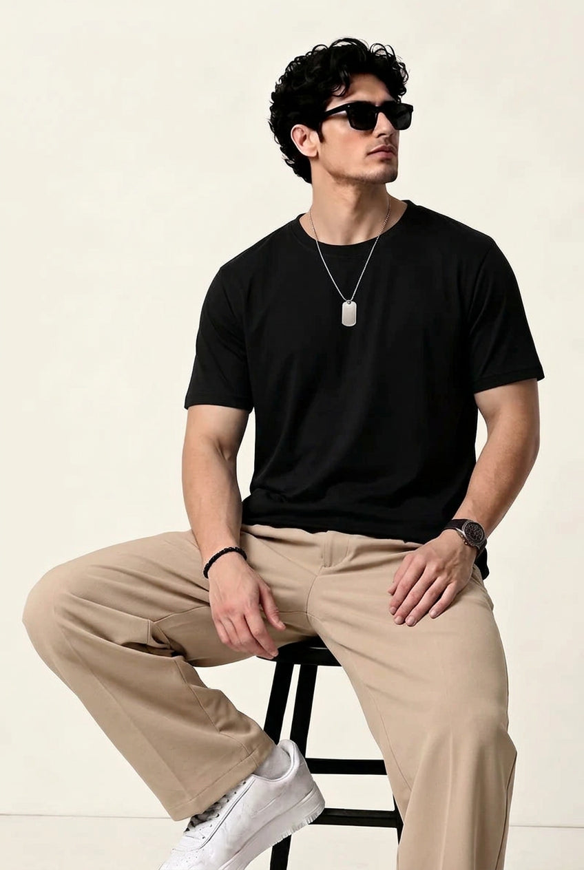 Polo Round Neck Dri-Fit T-Shirt - Black