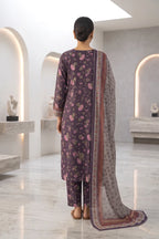 Beechtree - 2piece Stitched suit (Shirt & Dupatta) (Plum)