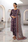 Beechtree - 2piece Stitched suit (Shirt & Dupatta) (Plum)