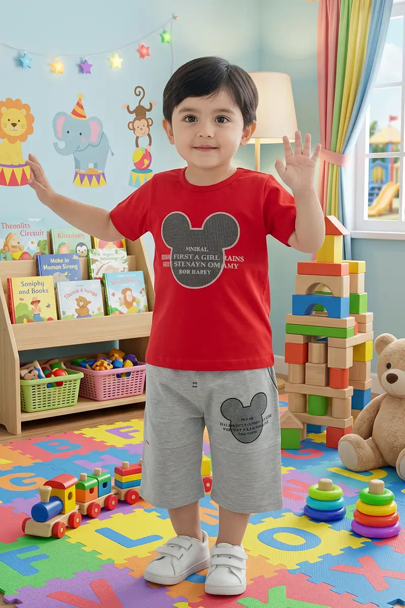 Kids Summer Suit – Soft, Stylish & Made for Play- Red