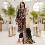Keyseria by Jaffrani Textile Chapter-6 3PC Unstitched Printed Lawn Suit (Brown)