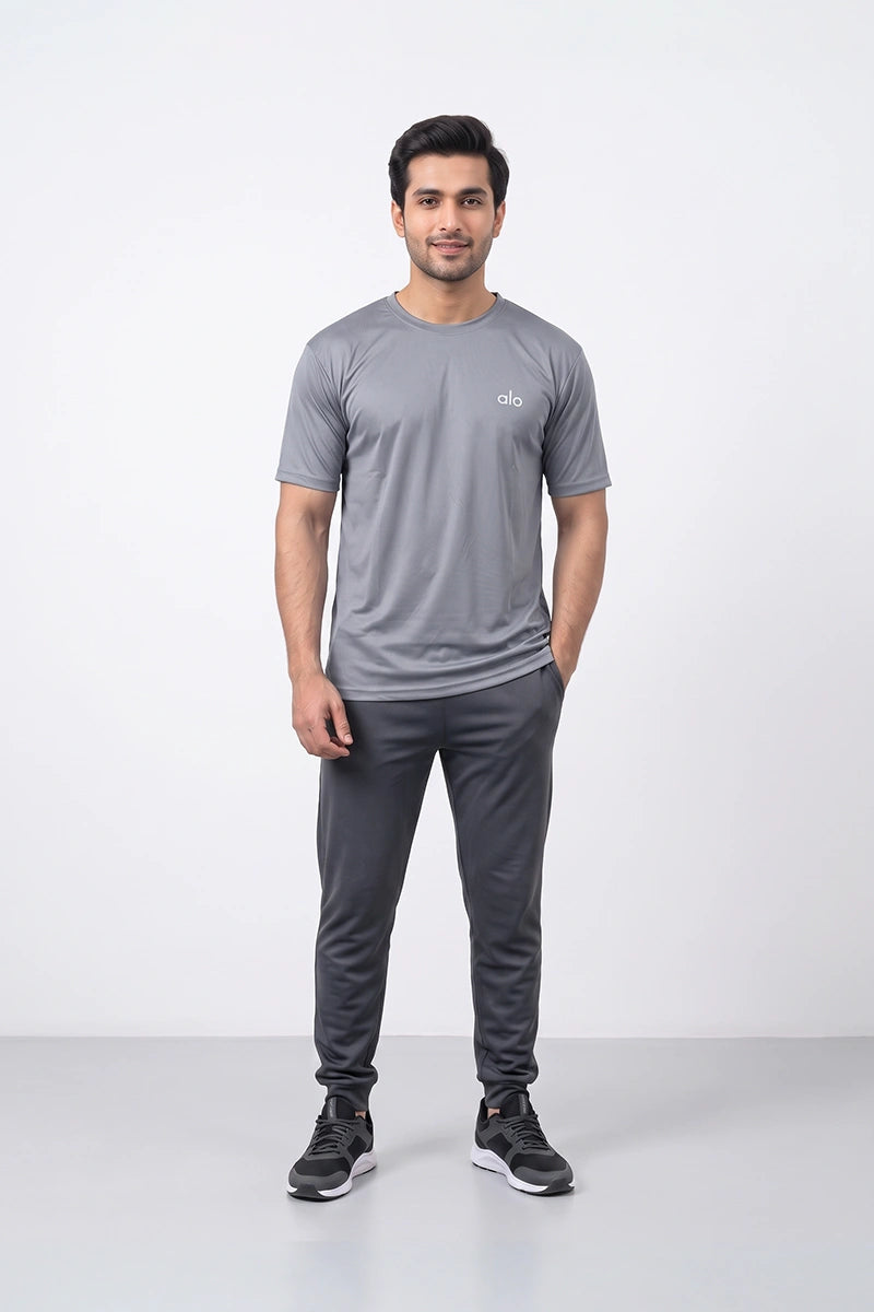 Fashion - Alo Men’s Dry Fit Crew Neck T-Shirt (Grey)