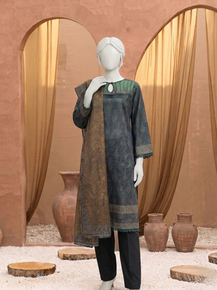 Bellissima By Aleemrah -3PC-Lawn Unstitch (Charcoal)