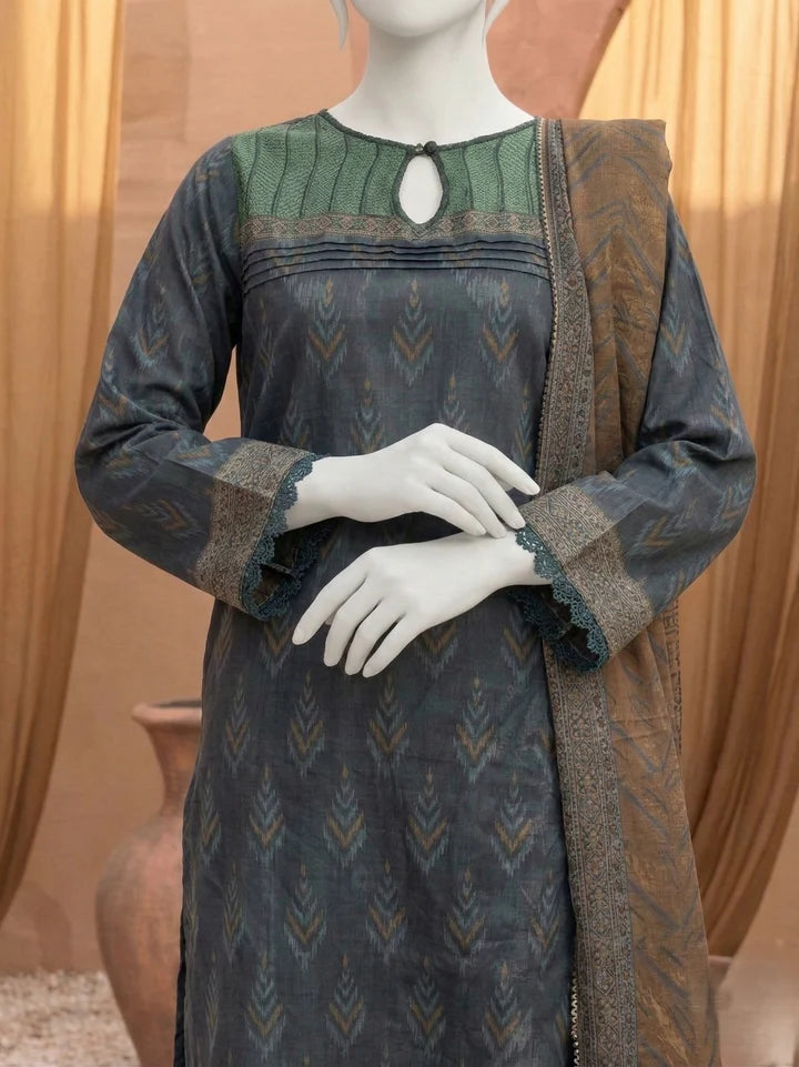 Bellissima By Aleemrah -3PC-Lawn Unstitch (Charcoal)