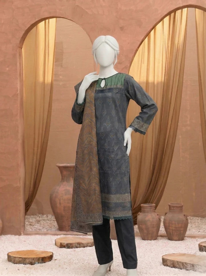 Bellissima By Aleemrah -3PC-Lawn Unstitch (Charcoal)