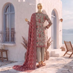 Safina Pop (Vol-02) by A One Textile - 3PC Unstitched Printed Lawn Suit (Lite Peach)