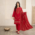 Afsha By Bareeze Fashion Embroidery – Unstitched 3 Piece Suit (Red)