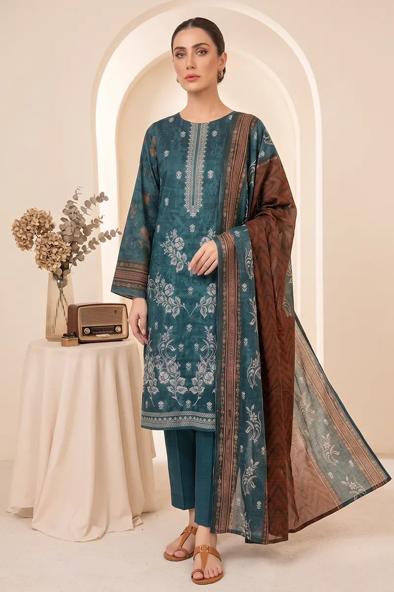 Rimal Vol 87 Embroidery Unstitched 3-Piece Lawn Suit (Ocean Blue)
