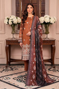 Rimal Vol 118 – Embroidered Unstitched 3-Piece Lawn Suit (Chestnut Brown)