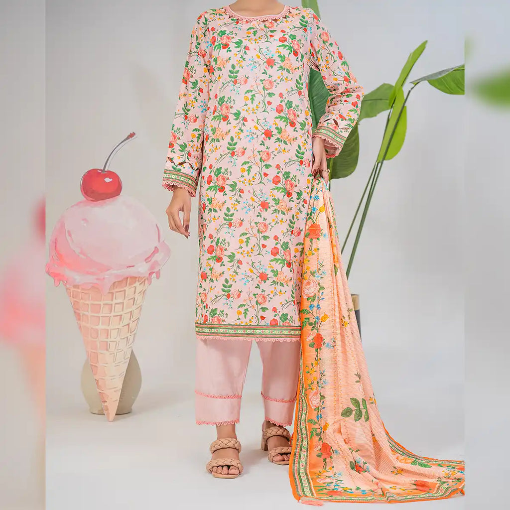 Avesta By KBC Fashion – 3-Piece Unstitched Printed Lawn Suit – (Light Pink)