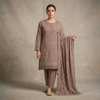 Afsha By Bareeze Fashion Embroidery – Unstitched 3 Piece Suit (Shadow)