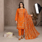 Afsha By Bareeze Fashion Embroidery – Unstitched 3 Piece Suit (Orange)