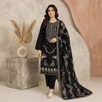 Afsha By Bareeze Fashion Embroidery – Unstitched 3 Piece Suit (Cocoa Black)