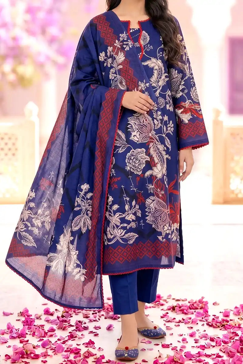 Aryana By KBC Fashion - 3PC Unstitched Printed Lawn Suit (Indigo)