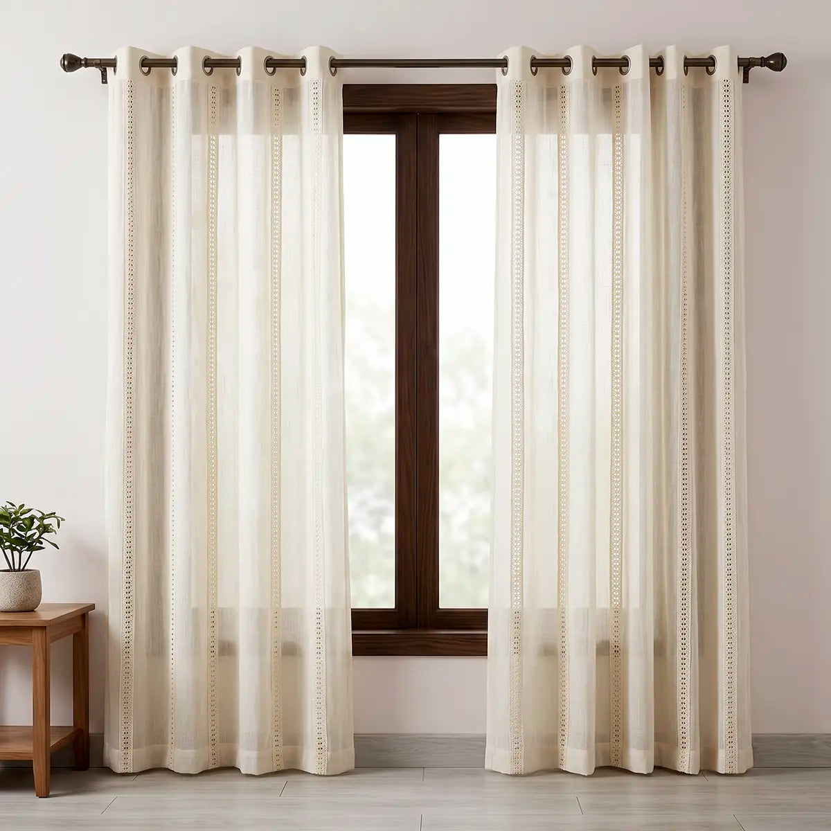 CURTAINS by KBC Fashion – 8 RINGS HIGH & EXPORT QUALITY - Single Piece (Off-White)