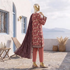 Safina Pop (Vol-02) by A One Textile - 3PC Unstitched Printed Lawn Suit (Rust)