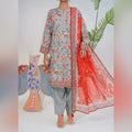 Parthia By KBC Fashion - 3PC Unstitched Printed Cambric Suit (Light Grey)
