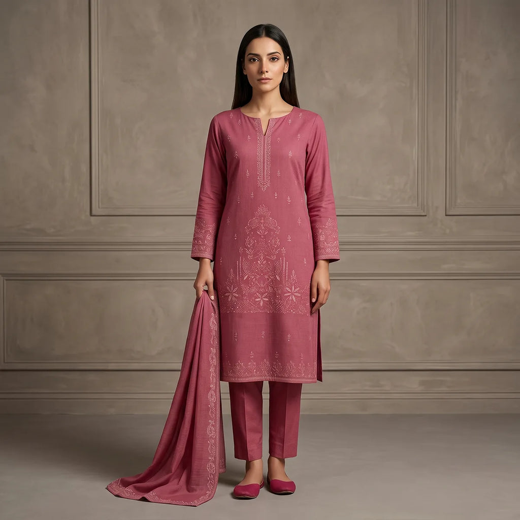 Wajiha By Bareeze Embroidery – Unstitched 3 Piece Suit – Contessa
