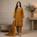 Wajiha By Bareeze Embroidery – Unstitched 3 Piece Suit – Bronze