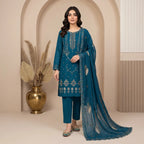 Afsha By Bareeze Fashion Embroidery – Unstitched 3 Piece Suit (Limed Spruce)