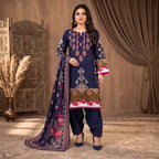 Orchid by KBC Fashion – Printed Khaddar 3 Piece Unstitched Suit – [Navy Blue]
