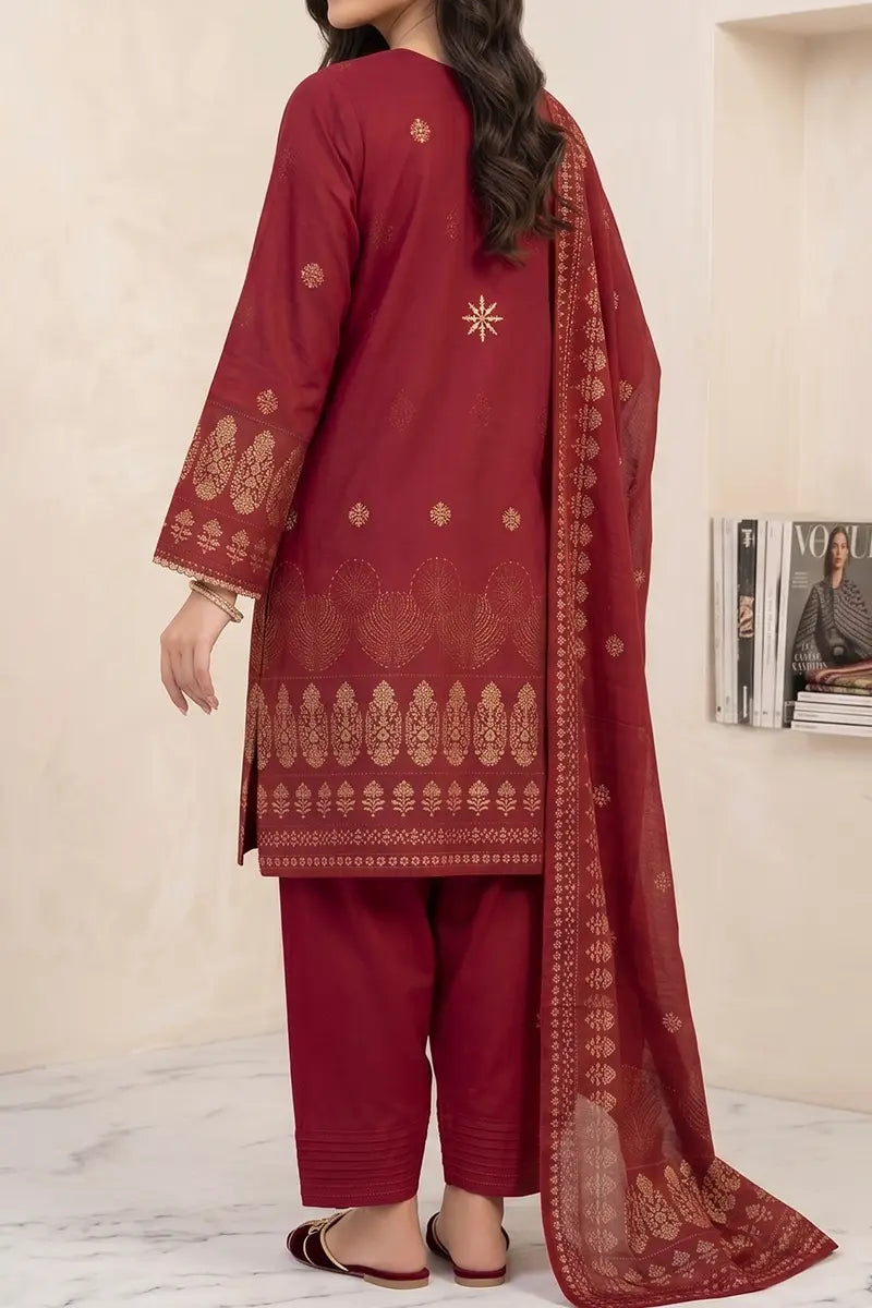 Zuni by KBC Fashion – Unstitched 3-Piece Lawn Suit (Crimson Red)