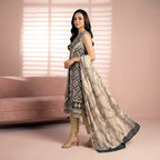 Alkaram Unstitched 3-Piece Lawn Collection (Beige & Slate Blue)