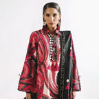 Agha Noor 3-Piece Unstitched Printed Premier Cambric Suit – Red