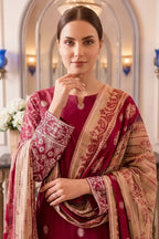 Rimal Vol 118 – Embroidered Unstitched 3-Piece Lawn Suit (Deep Magenta)