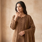 Chaman By Bareeze Embroidery – Unstitched 3 Piece Suit - Lisbon Brown