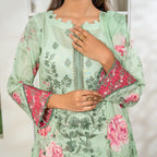 Aarzoo By KBC Fashion – 3 Piece Unstitched Embroidered Lawn Suit  – Light Green