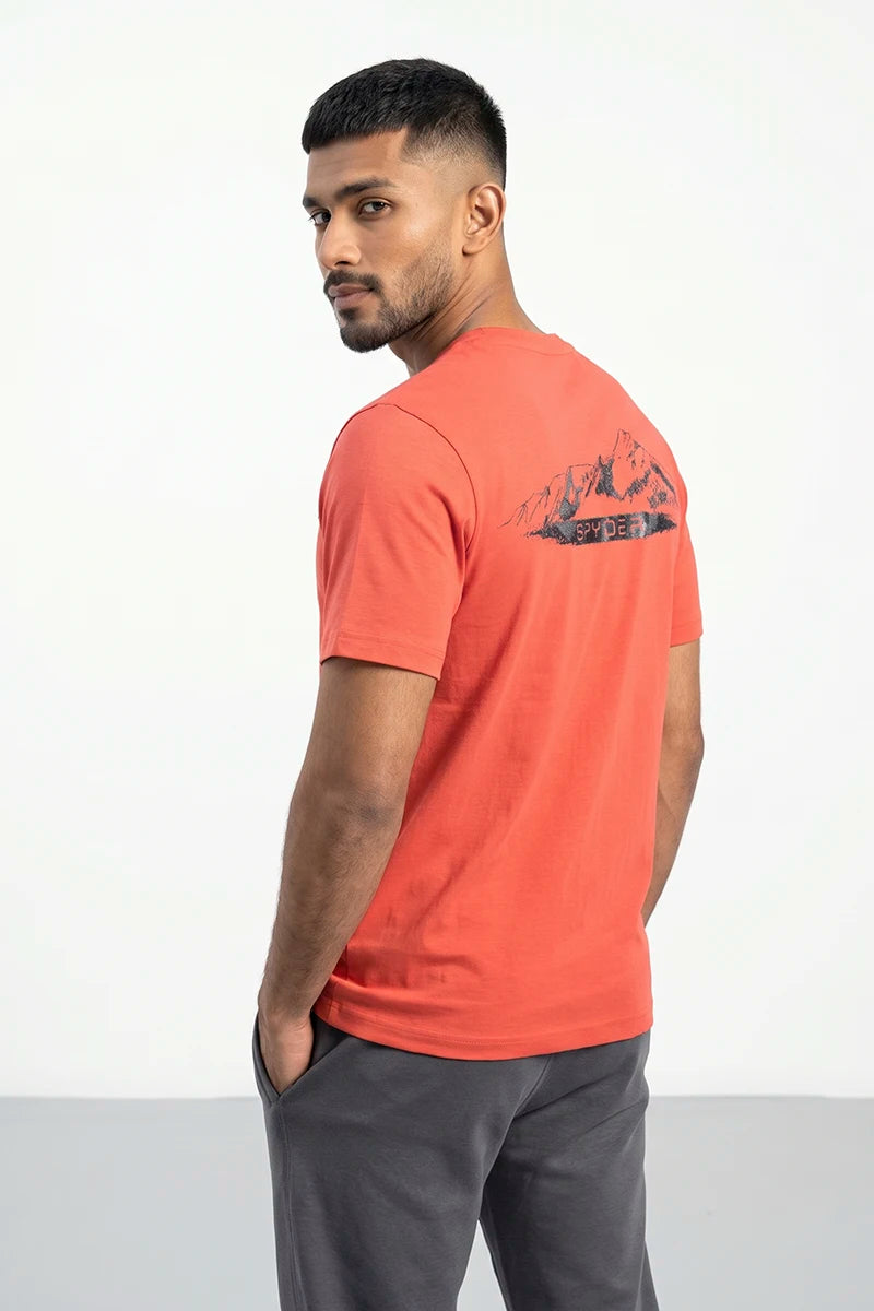 Spyder Men’s Crew Neck Printed T-Shirt – Coral