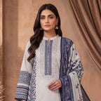 Orchid by KBC Fashion – Printed Khaddar 3 Piece Unstitched Suit – [Off White]