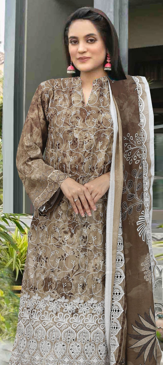 Usman Kashif – Ruby – Schiffli Lawn 3 Piece Unstitched Suit