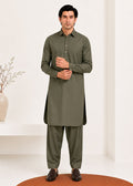 Grace Men’s Wash & Wear Unstitched Fabric Suit (Mustard Green)
