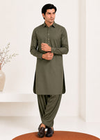 Grace Men’s Wash & Wear Unstitched Fabric Suit (Mustard Green)